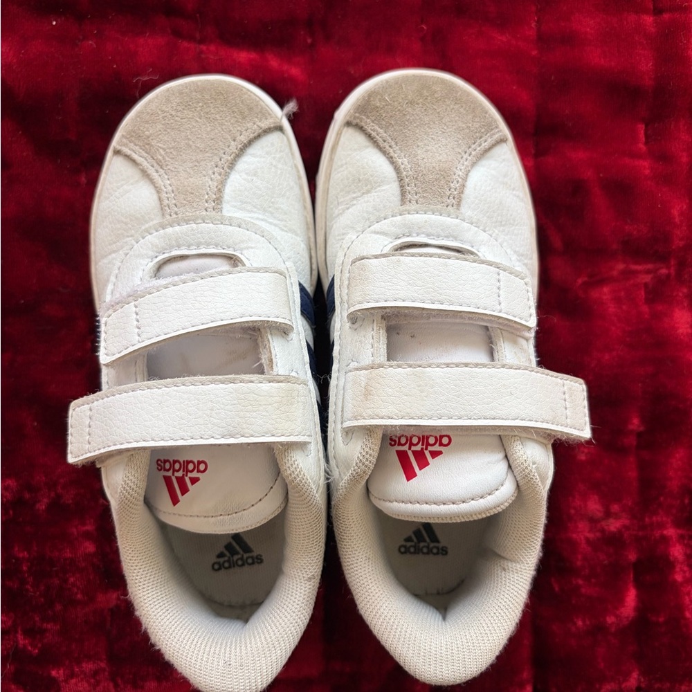 Adidas Kids White and Tan Sneakers